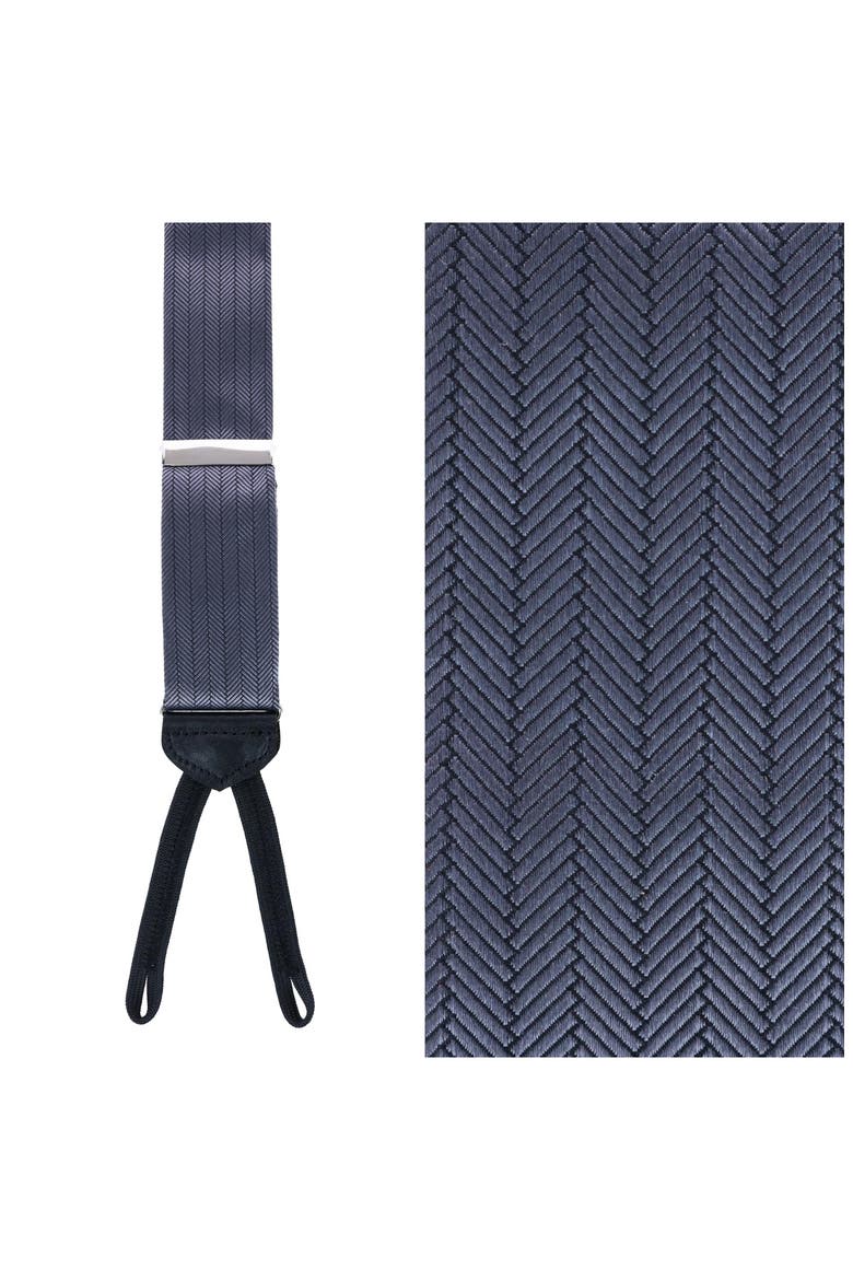 Classic Herringbone Silk Suspenders, Alternate, color, PEWTER