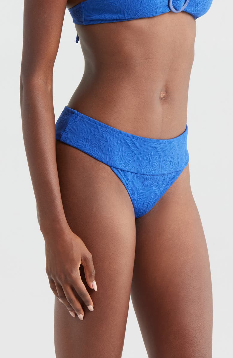 FARM Rio Blue Pineapple Matelasse Bikini Bottoms, Alternate, color, Blue