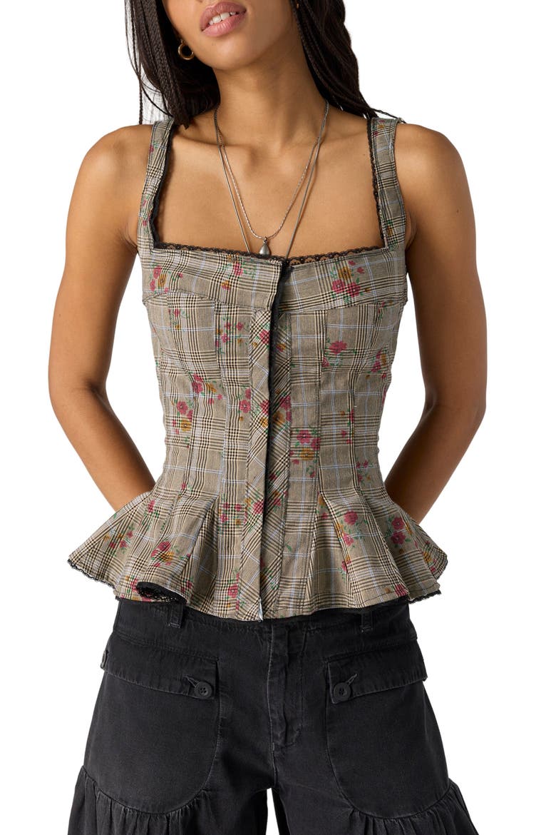 Jolie Corset Tank, Main, color, BLACK COMBO