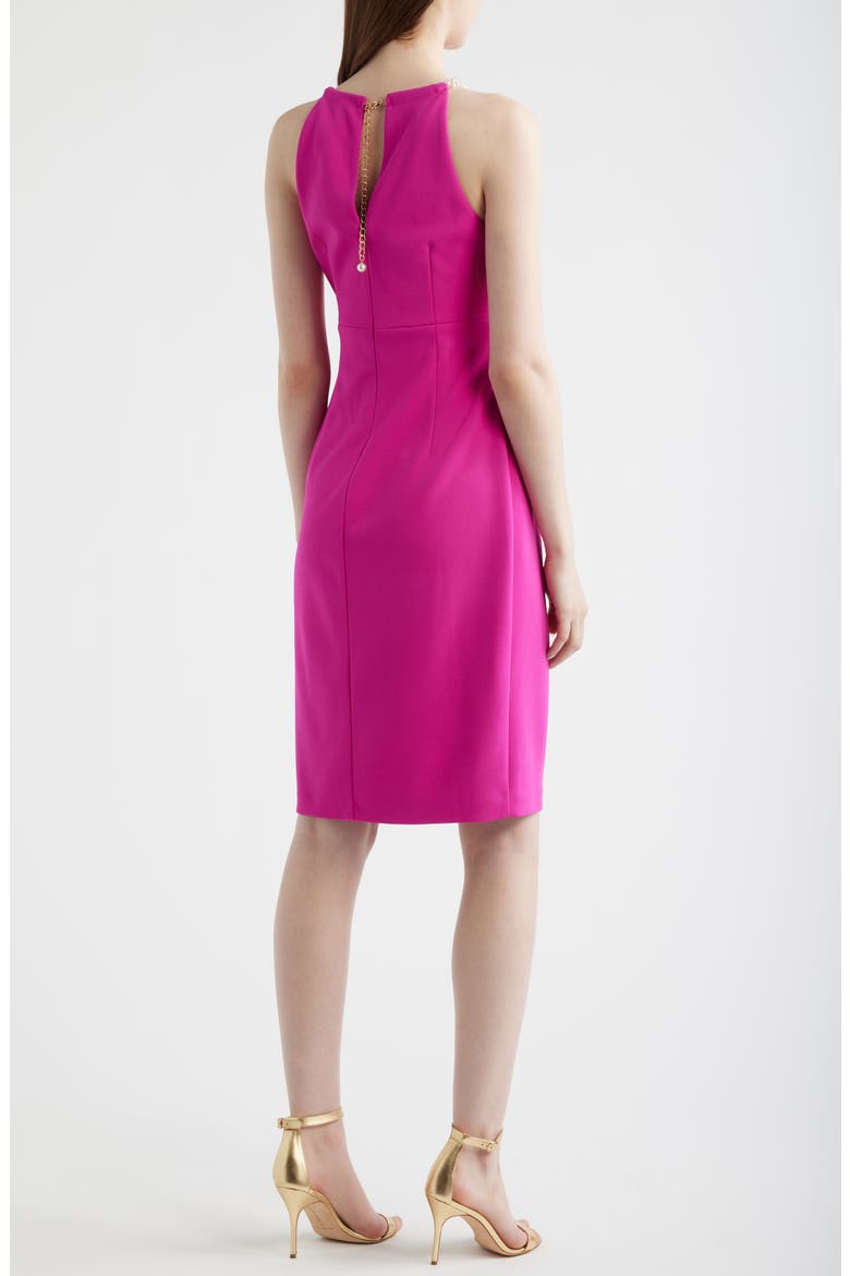 Pleat Neck Sleeveless Dress, Alternate, color, BERRY