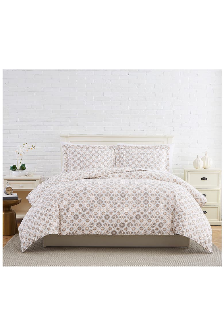Premium Collection 300 Thread-Count Long Staple Cotton Oversized Duvet Cover Set, Alternate, color, AZTEC DREAMS TAUPE
