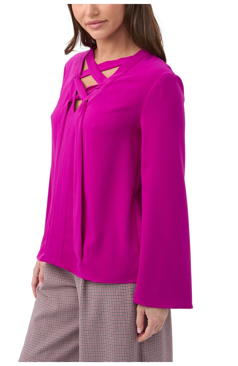 Trina Turk Picabella Lace Up Neck Top, Alternate, color, Geranium