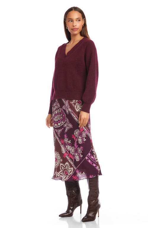Fifteen Twenty Heather V-neck Sweater In Burgundy