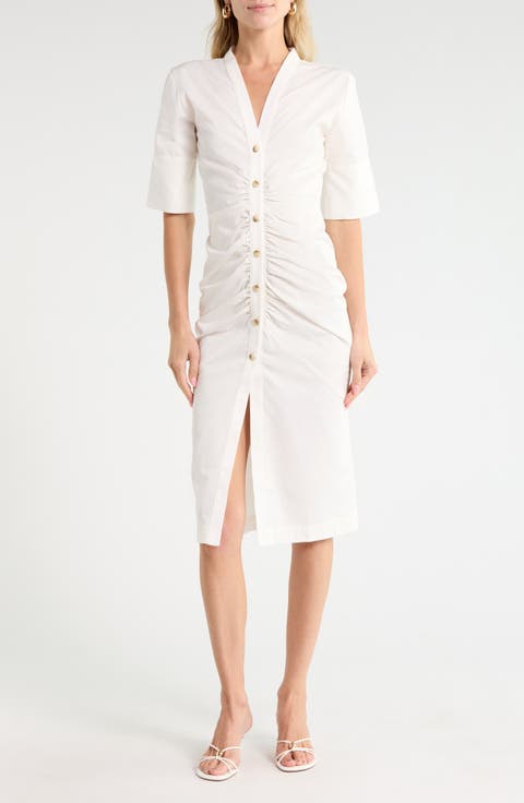 Ameli Ruched Cotton Midi Dress