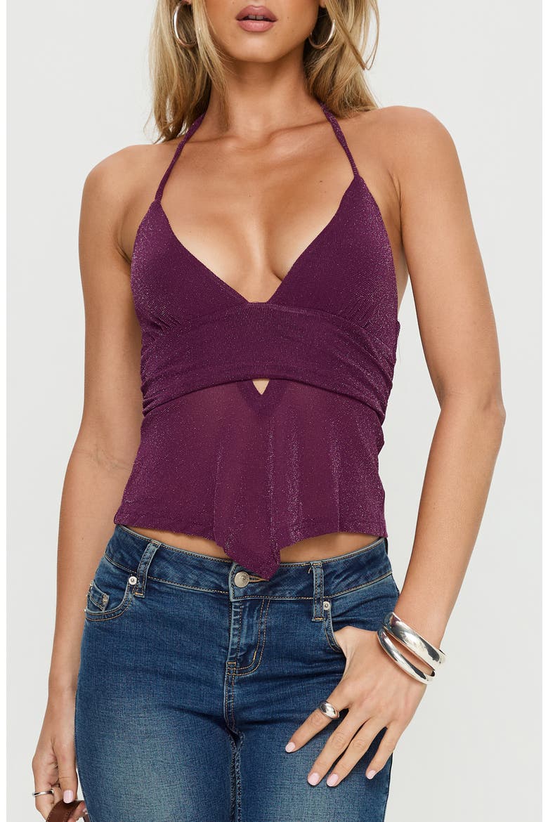 Averee Halter Top, Main, color, PLUM SPARKLE