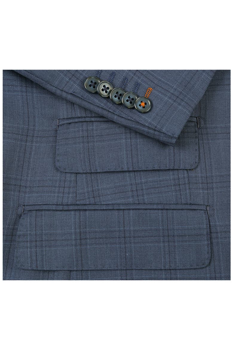Plaid Trim Fit Wool Blend Two-Piece Suit, Alternate, color, BLUE