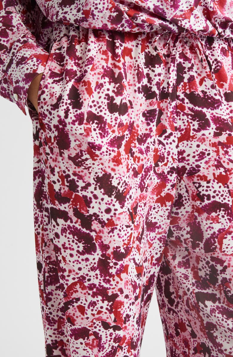 Dries Van Noten Orchid Petal Crepe Drawstring Straight Leg Pants, Alternate, color, Fuchsia