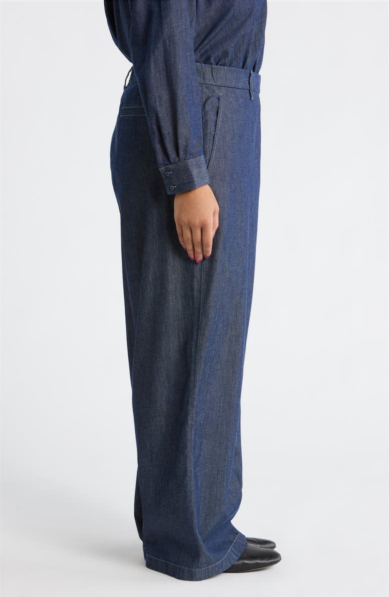 Eileen Fisher High Waist Organic Cotton Wide Leg Pants, Alternate, color, Dark Indigo