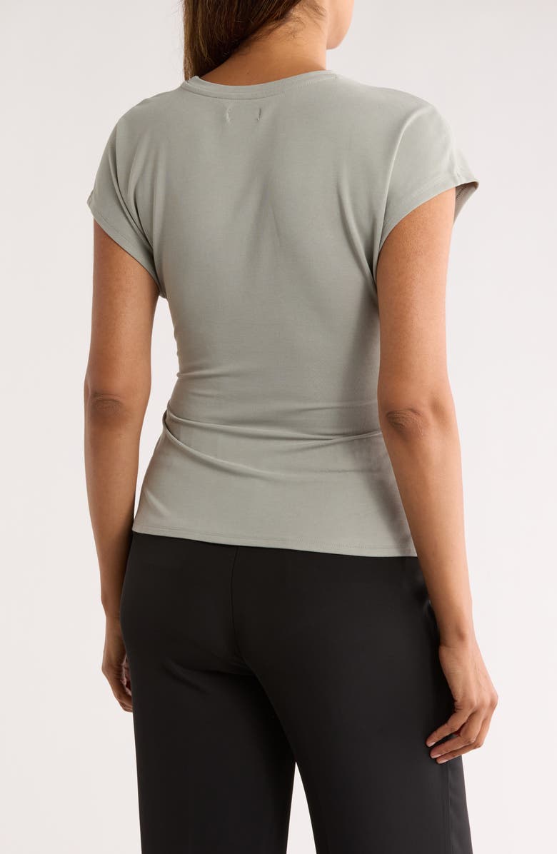 NORDSTROM RACK Short Sleeve Tie Detail Top, Alternate, color, Green Halo