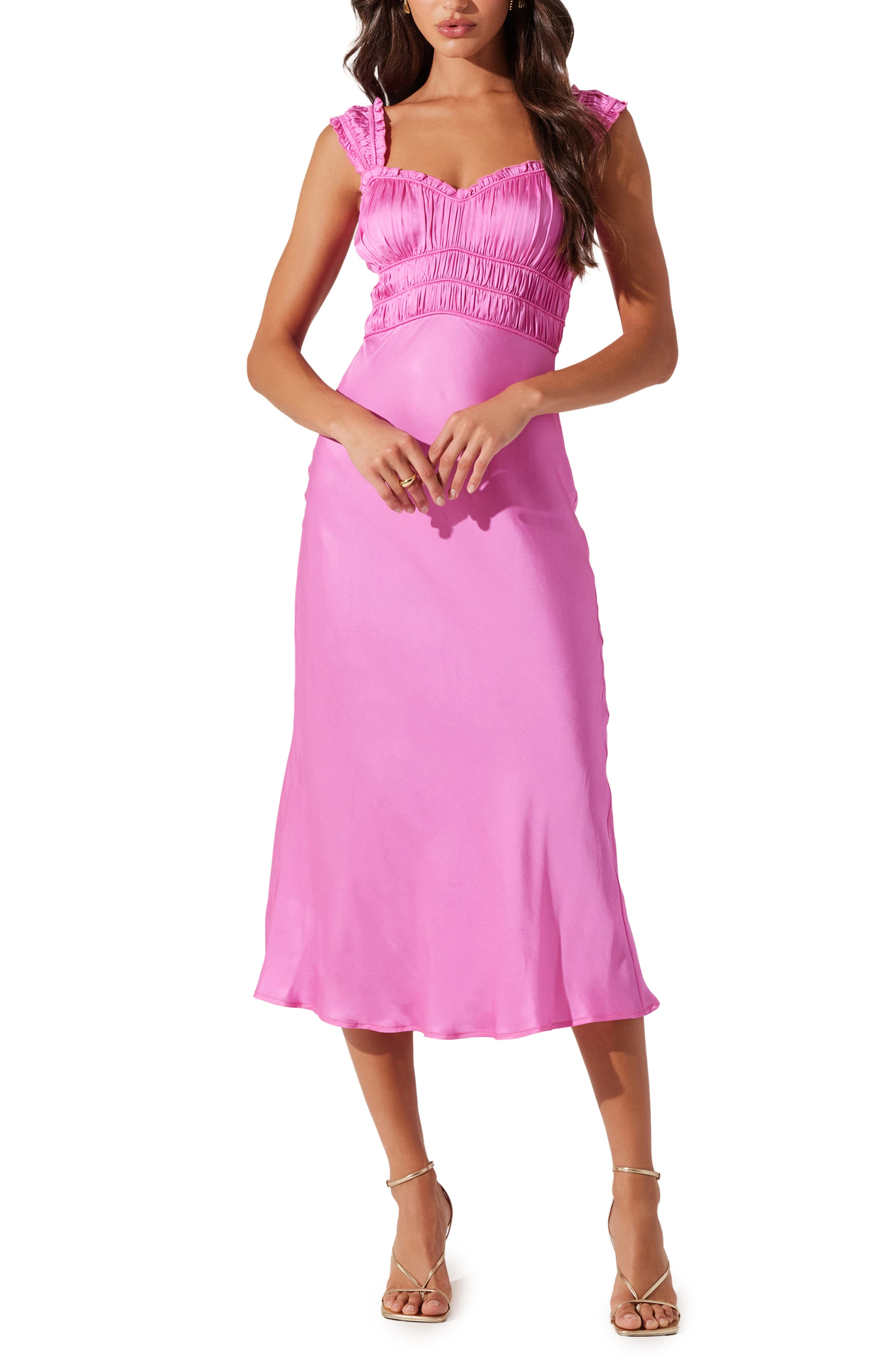 ASTR the Label Enola Smock Bodice Satin Dress