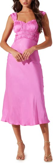 Enola Smock Bodice Satin Dress