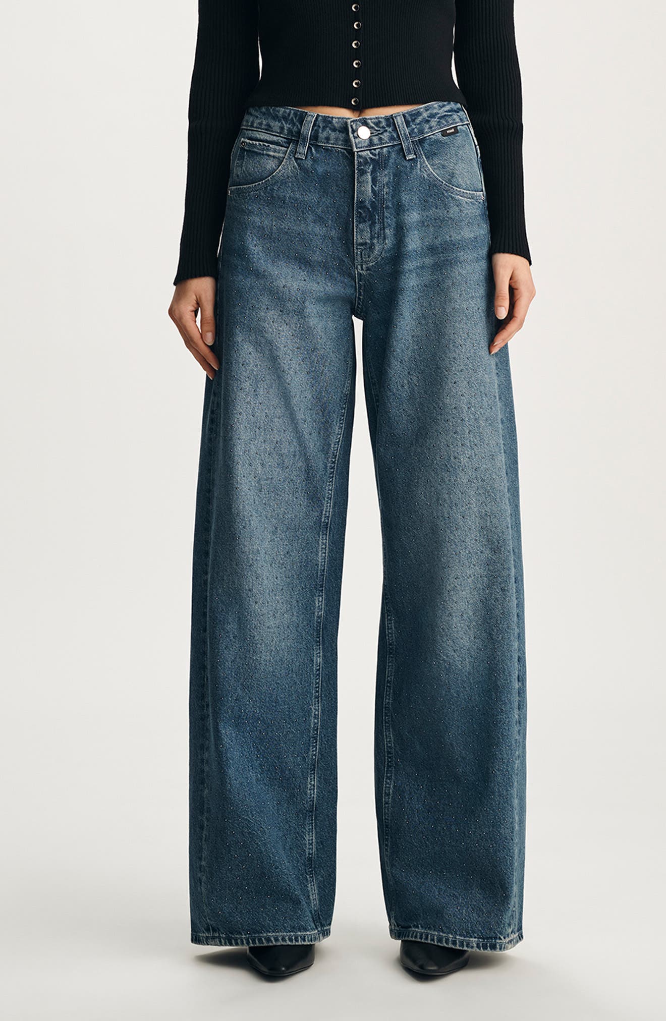 Siena Embellished High Waist Wide Leg Jeans