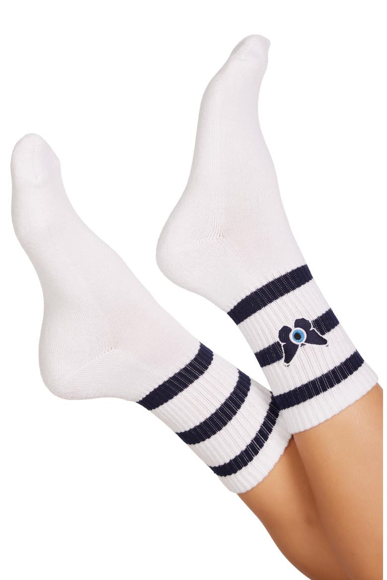 Sariah Evil Eye Butterfly Midi Socks, Alternate, color, White