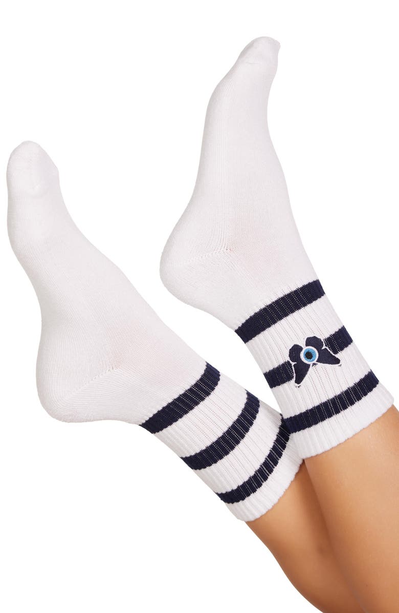 Lauren Moshi Sariah Evil Eye Butterfly Midi Socks, Alternate, color, White