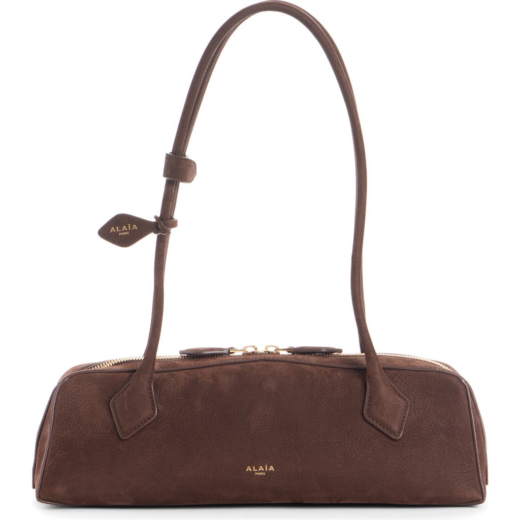 Alaïa Medium Le Teckel Suede East/West Shouder Bag in Brun/or at Nordstrom