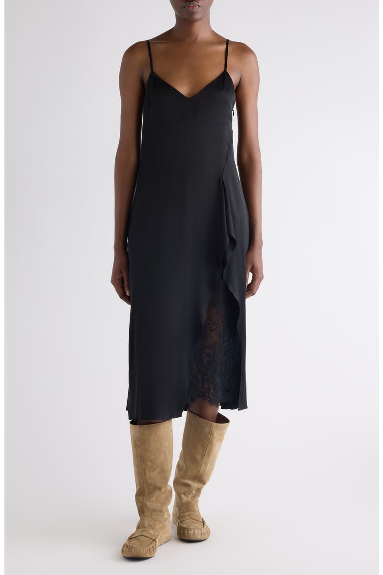 Satin Slipdress, Main, color, BLACK