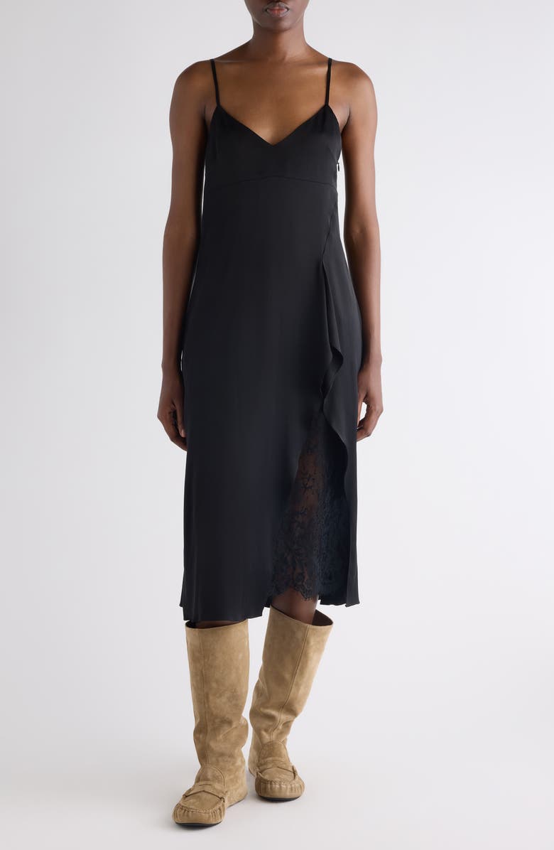 Acne Studios Satin Slipdress, Main, color, Black
