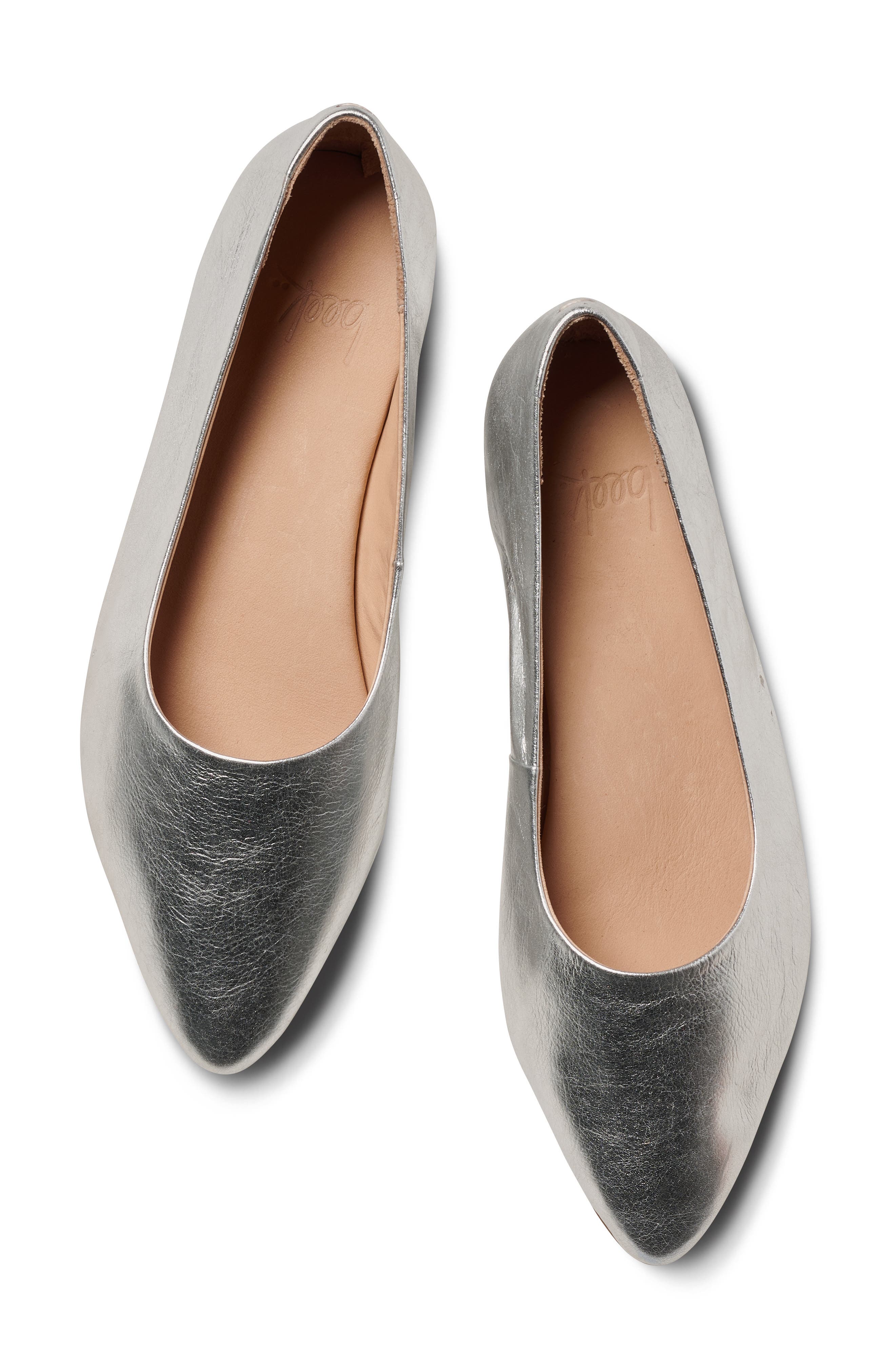 Beek Swoop Pointed Toe Flat, Alternate, color, Silver Metallic