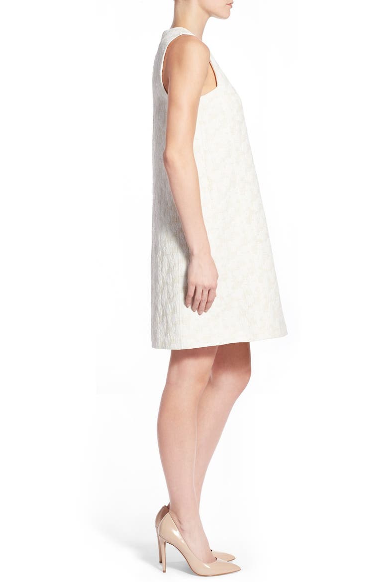 Jacquard Sleeveless Shift Dress, Alternate, color, IVORY- TAN FREESIA PATTERN