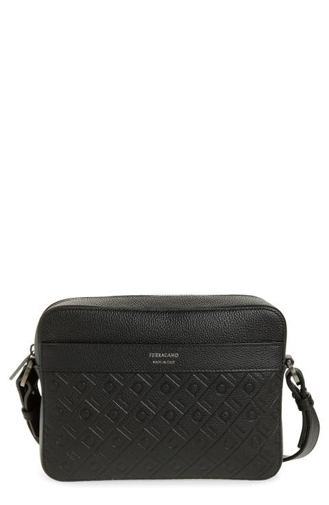 Embossed Gancini Shoulder Bag