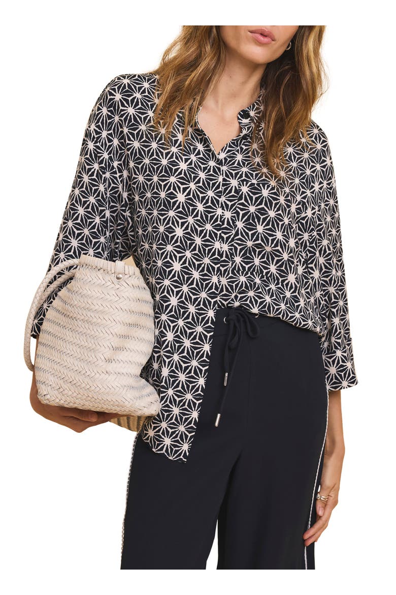 Geometric Print Resort Shirt, Main, color, Blue