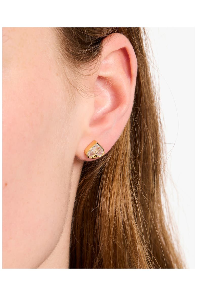crystal spade stud earrings, Alternate, color, CLEAR/ GOLD