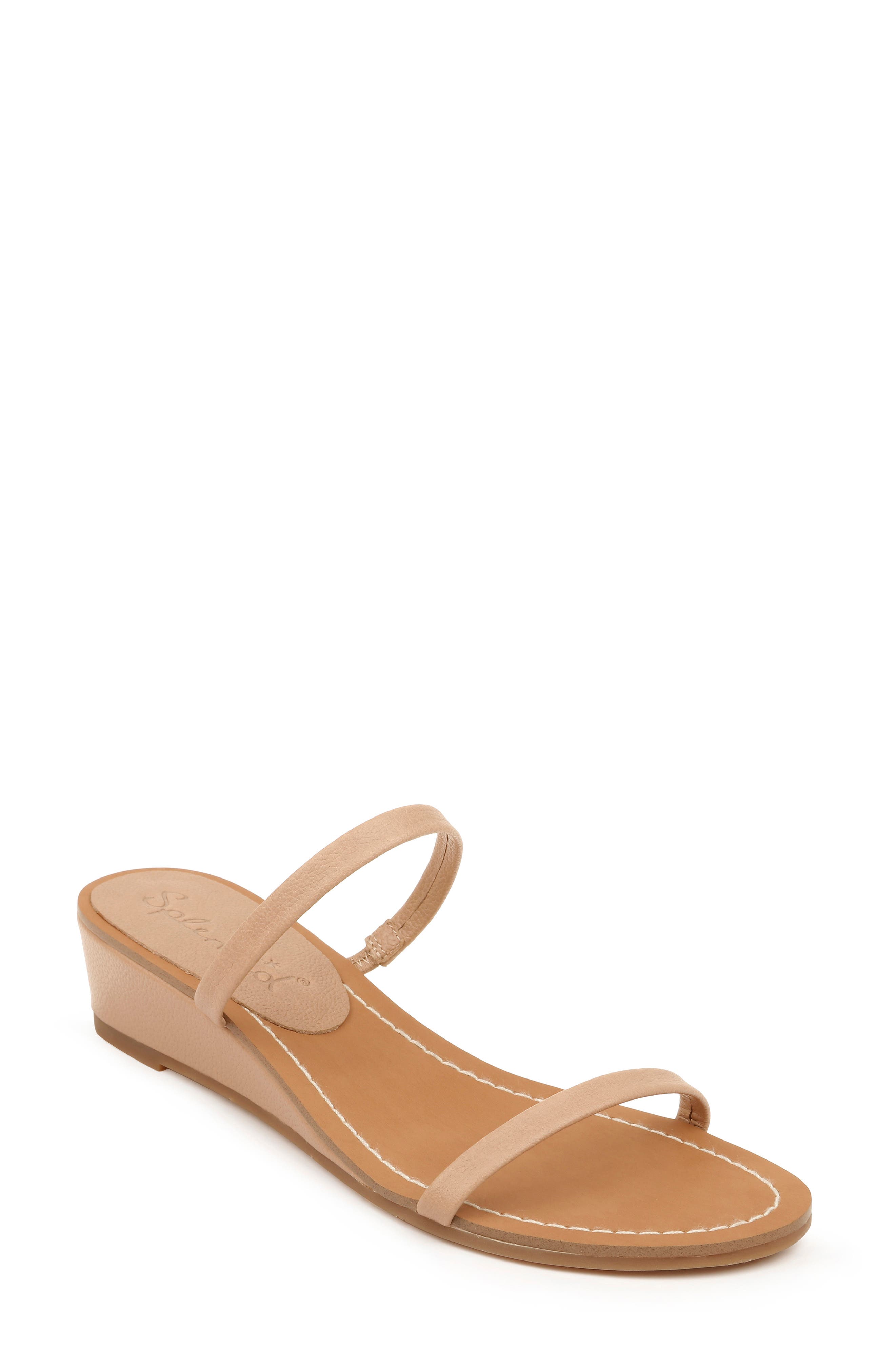 Melanie Wedge Slide Sandal, Main, color, WARM NUDE LEATHER
