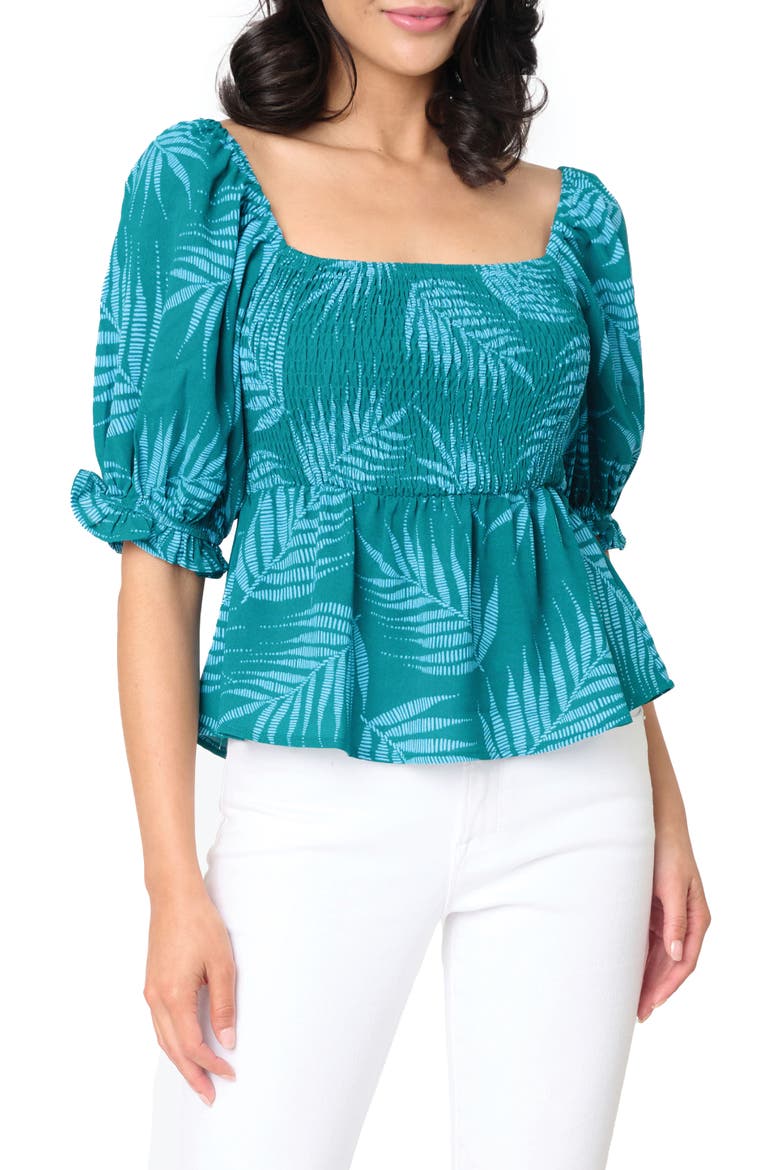 Sycamore Smocked Top, Main, color, PALMS TONAL FLORAL