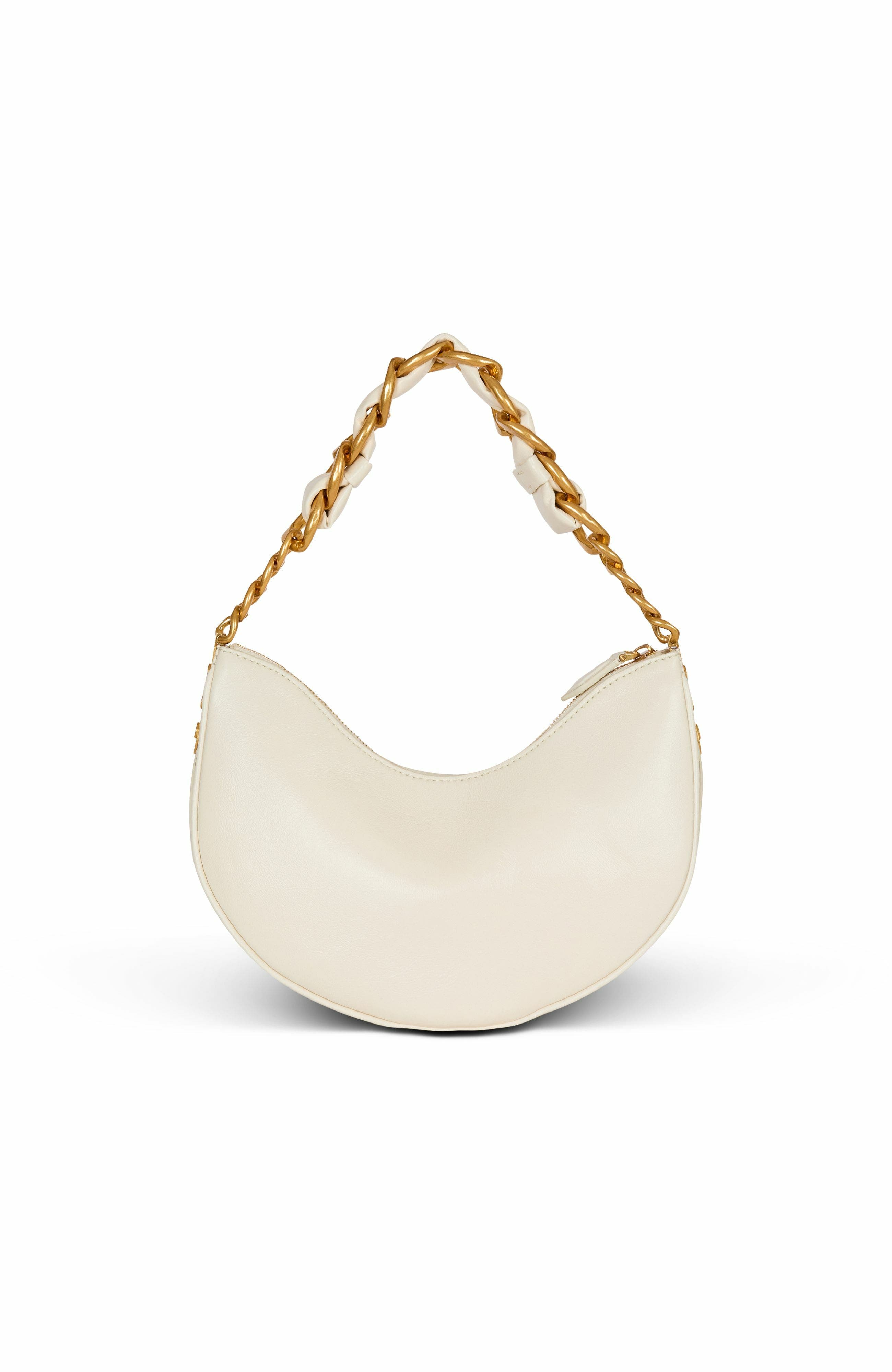 Balmain 1945 Soft Moon Crinkled Calfskin Leather Bag, Alternate, color, 