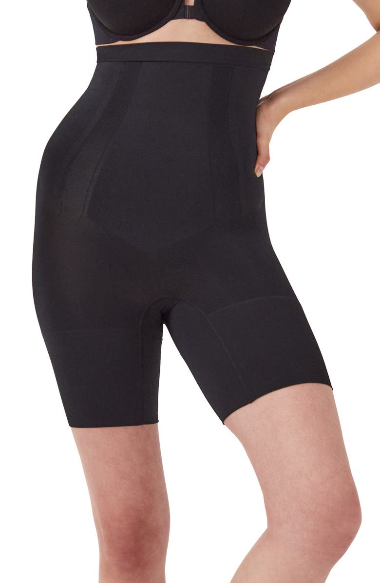 SPANX<sup>®</sup> SPANXsculpt<sup>™</sup> OnCore High Waist MidThigh Shorts, Main, color, Very Black