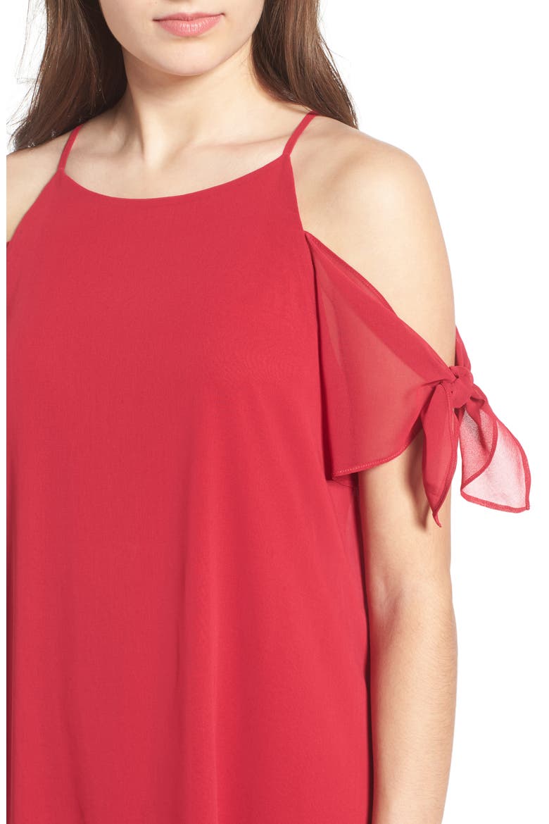 Tie Sleeve Cold Shoulder Dress, Alternate, color, RASPBERRY