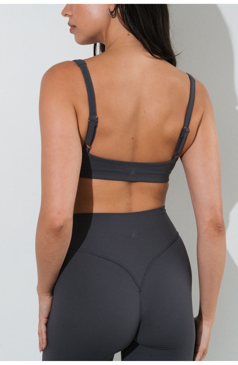 Vitality Cloud II Petite Scoop Bra, Alternate, color, Iron