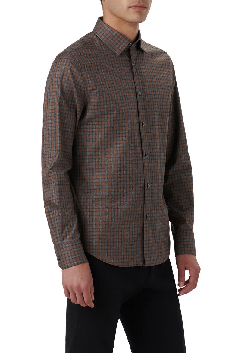 Karl Check Button-Up Shirt, Alternate, color, CHESTNUT