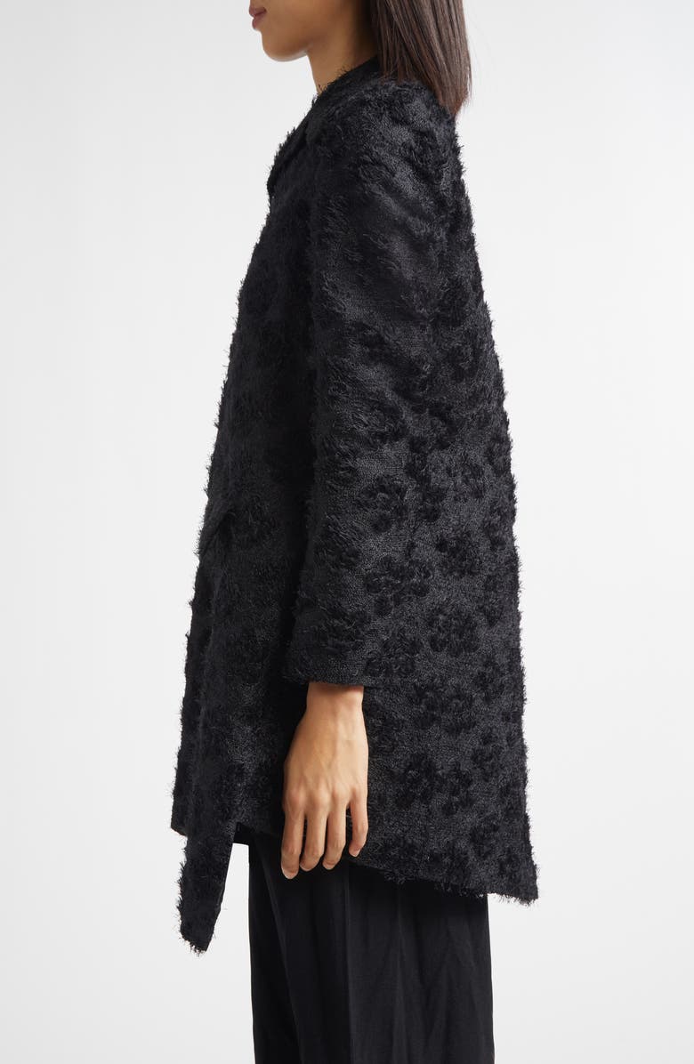 Comme des Garçons Comme des Garçons Floral Jacquard Asymmetric Coat, Alternate, color, Black