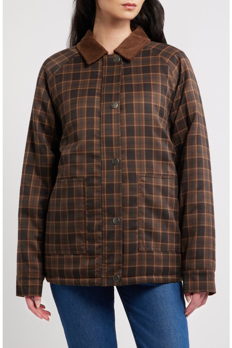 Stretch Cotton Twill Chore Coat, Alternate, color, BROWN PLAID