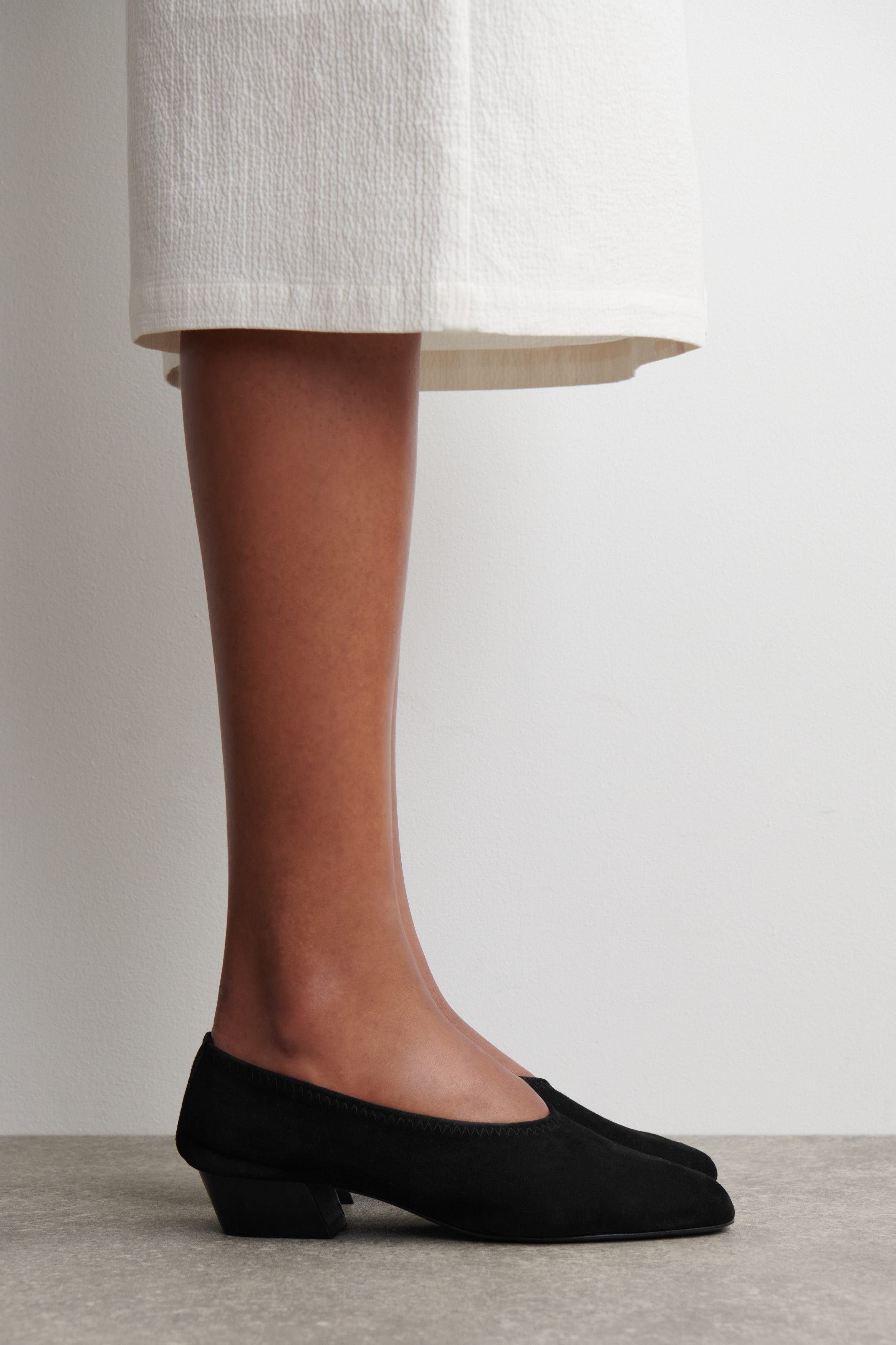 COS Suede Heeled Ballerinas, Alternate, color, Black