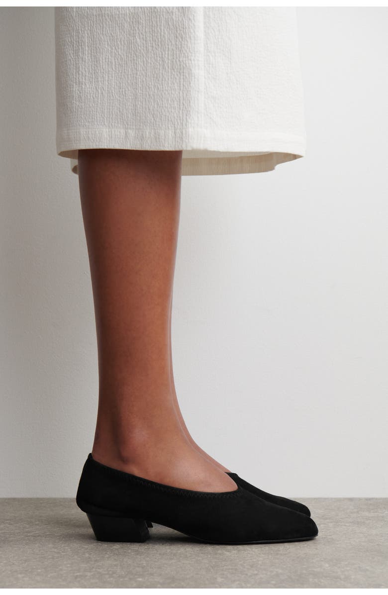 COS Suede Heeled Ballerinas, Alternate, color, Black