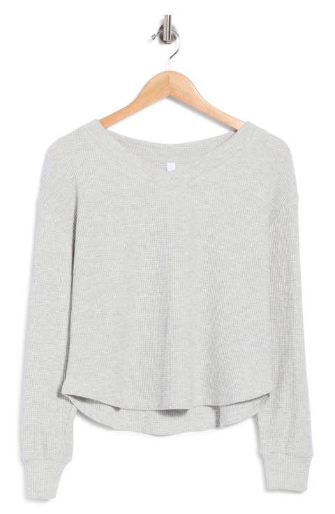 Waffle Knit V-Neck Top
