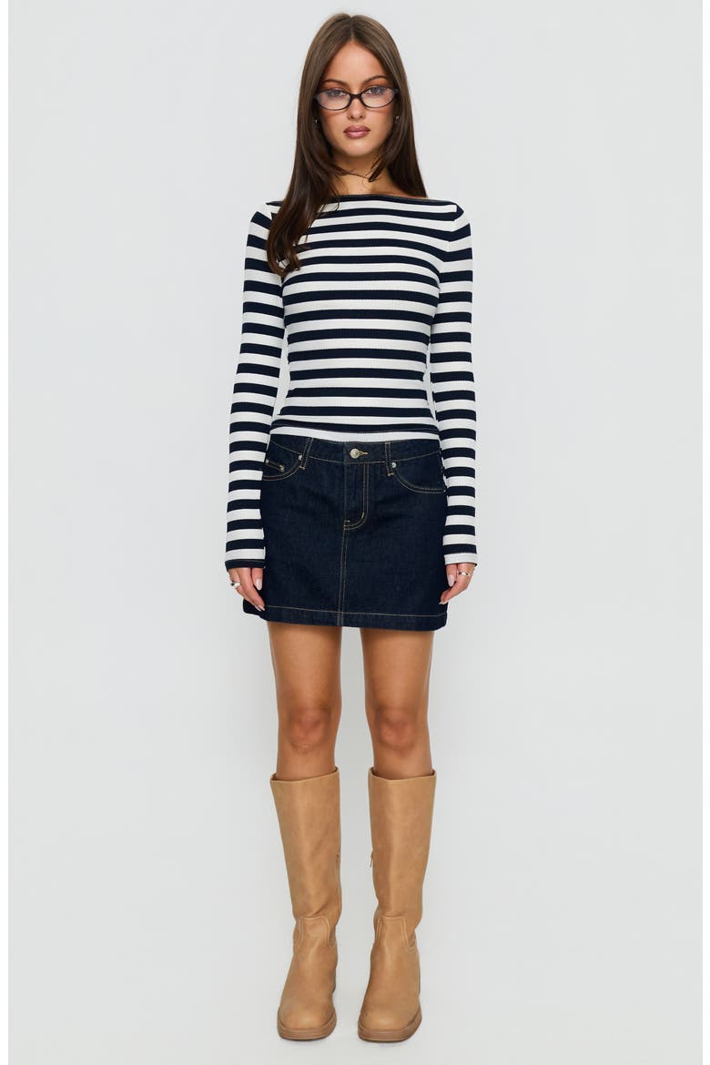 Nickei Denim Miniskirt, Alternate, color, BLUE