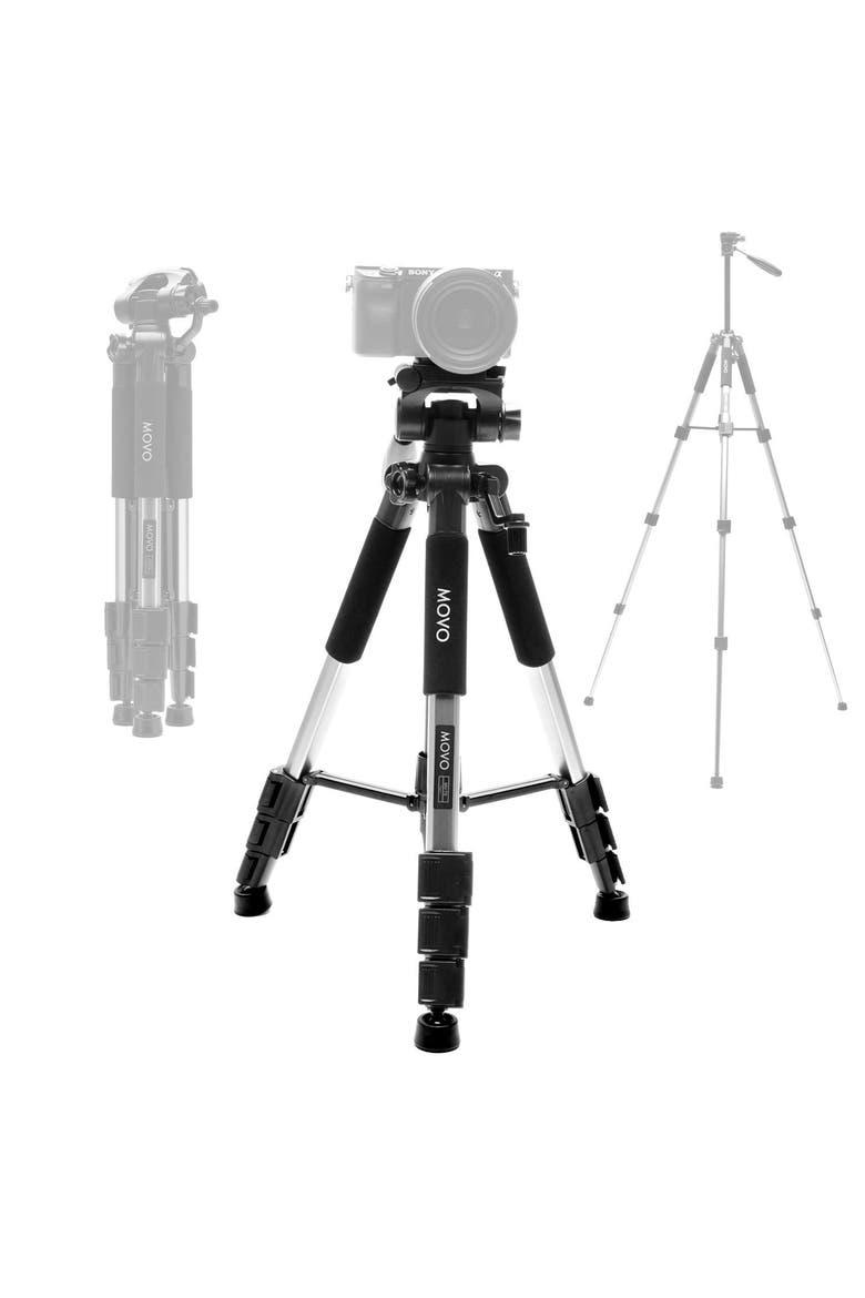 MV-T5 Full-Size Aluminum Tripod with Video Pan Head, Main, color, Black