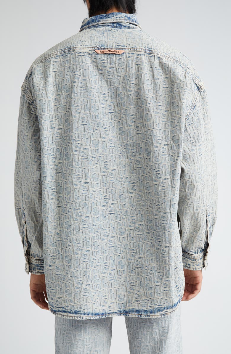Acne Studios Monogram Cotton Jacquard Button-Up Shirt, Alternate, color, 