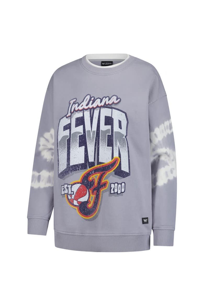 Women's The Wild Collective  Gray Indiana Fever Double Collar Fleece Pullover Sweatshirt, Alternate, color, Gray
