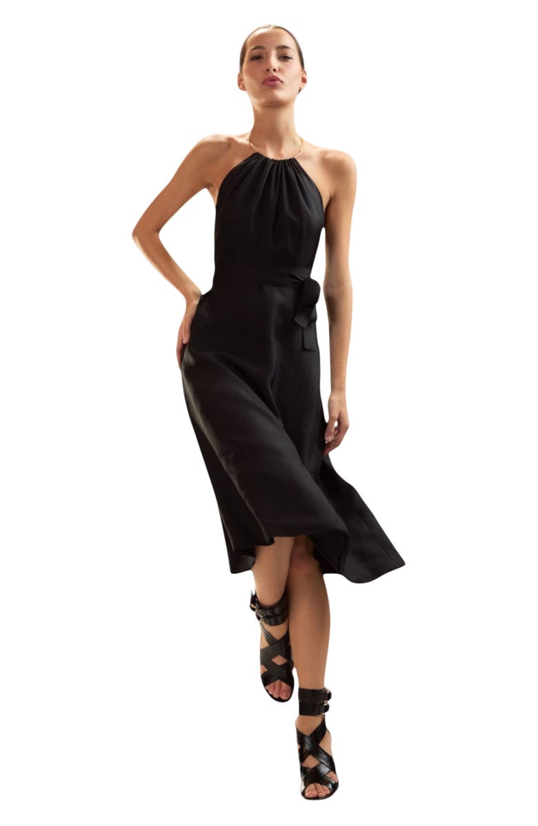 Cynthia Rowley Talita Silk Wrap Dress, Main, color, Black
