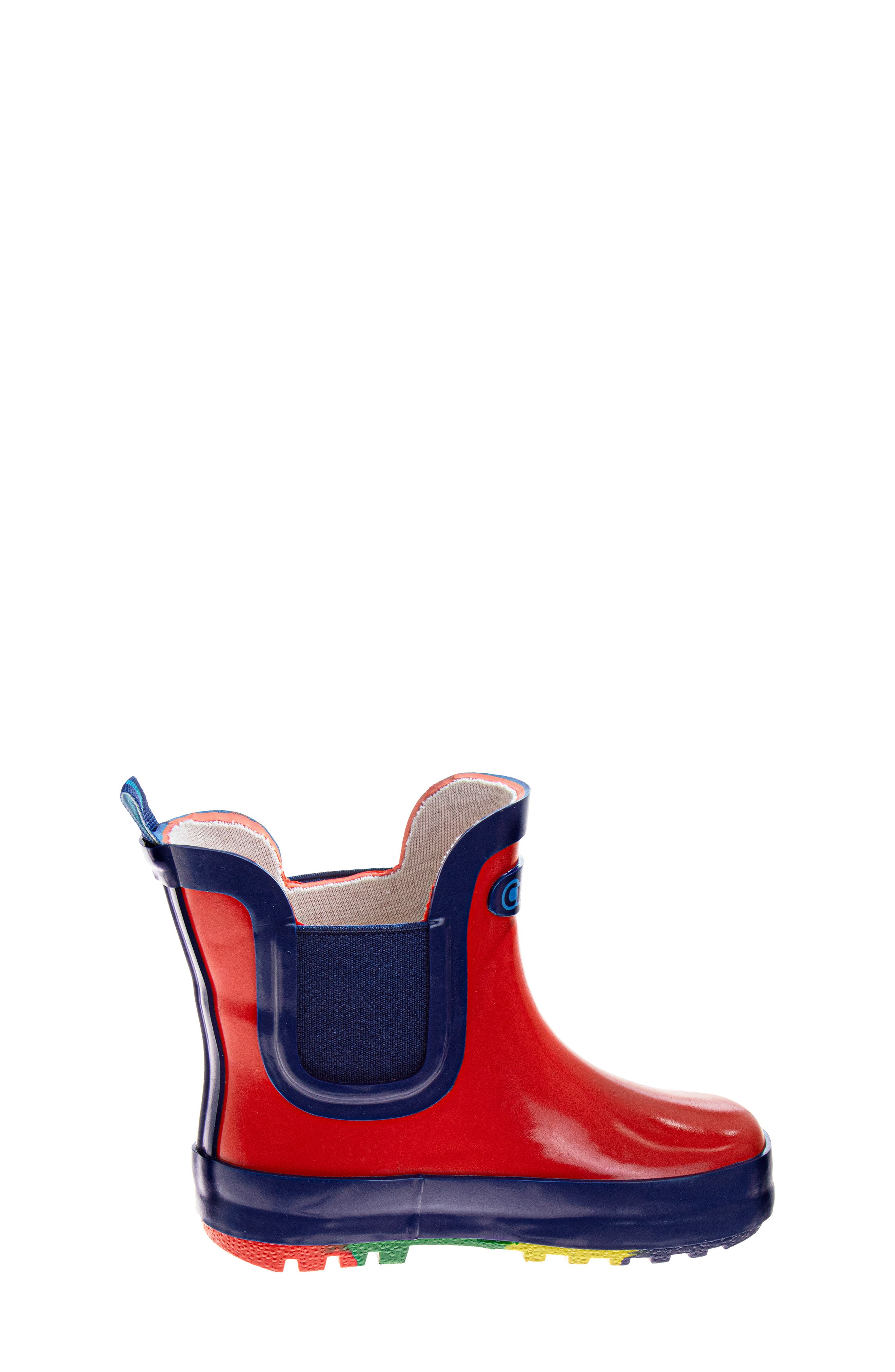 Kids' Solid Rain Boot, Alternate, color, BLUE/RED