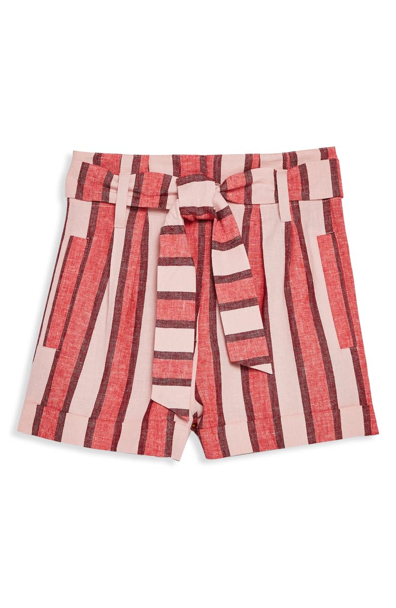 Topshop Stripe Linen Blend Shorts, Alternate, color,