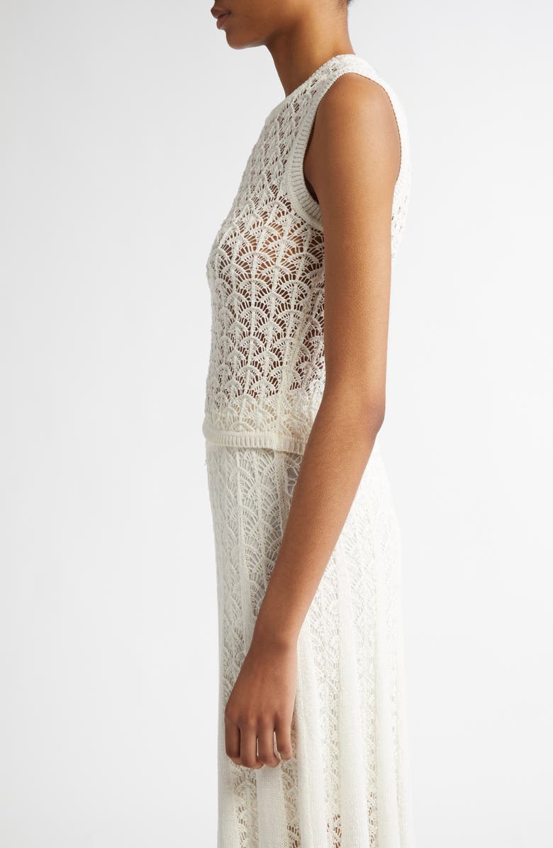 Zimmermann Wylie Crop Open Stitch Cotton Tank Top, Alternate, color, 