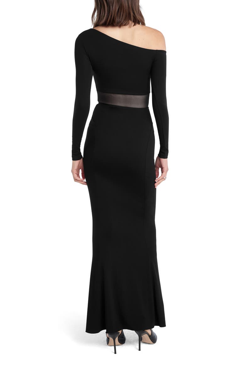 The Hold Me Asymmetric Long Sleeve Dress, Alternate, color, BLACK