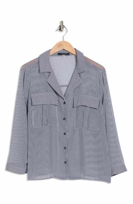 T Tahari Long Sleeve Crop Utility Button-Up Shirt