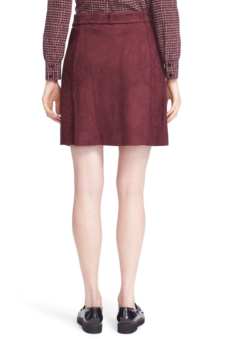 belted suede a-line skirt, Alternate, color, MIDNIGHT WINE
