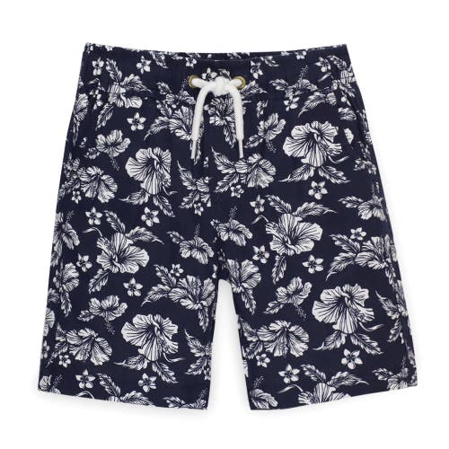 Hope & Henry Boys' Relaxed Linen Short, Toddler In Navy Hibiscus Linen